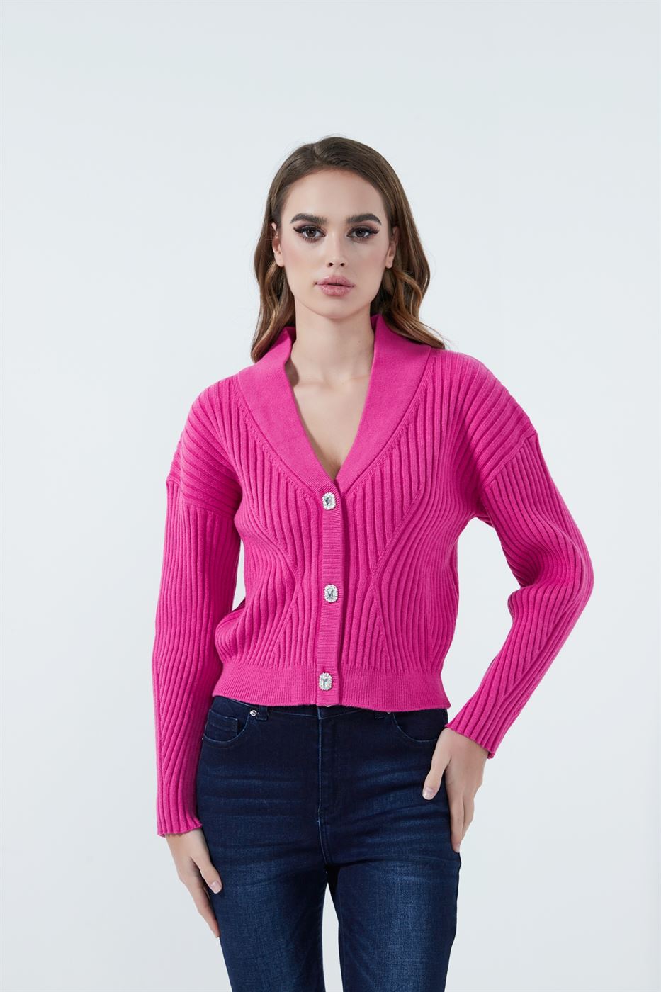 Ribbed Short Length Cardigan - Femi9 EG