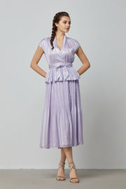 Pleated Tie-Waist Dress - Femi9 EG