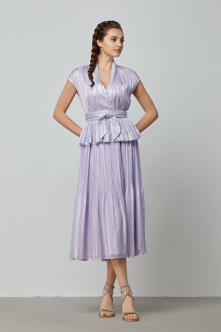 Pleated Tie-Waist Dress - Femi9 EG