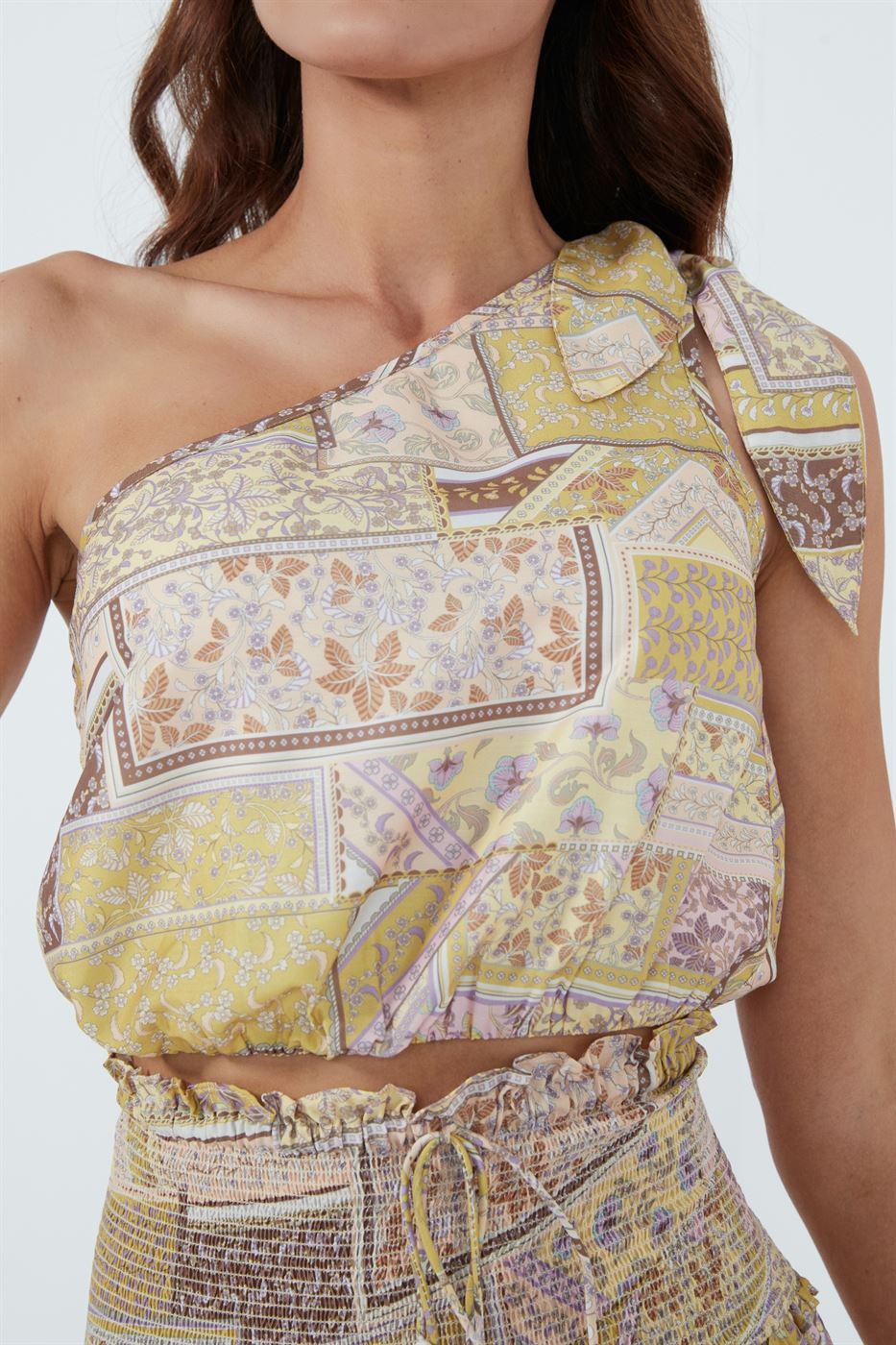 Tie Shoulder Printed Top - Femi9 EG
