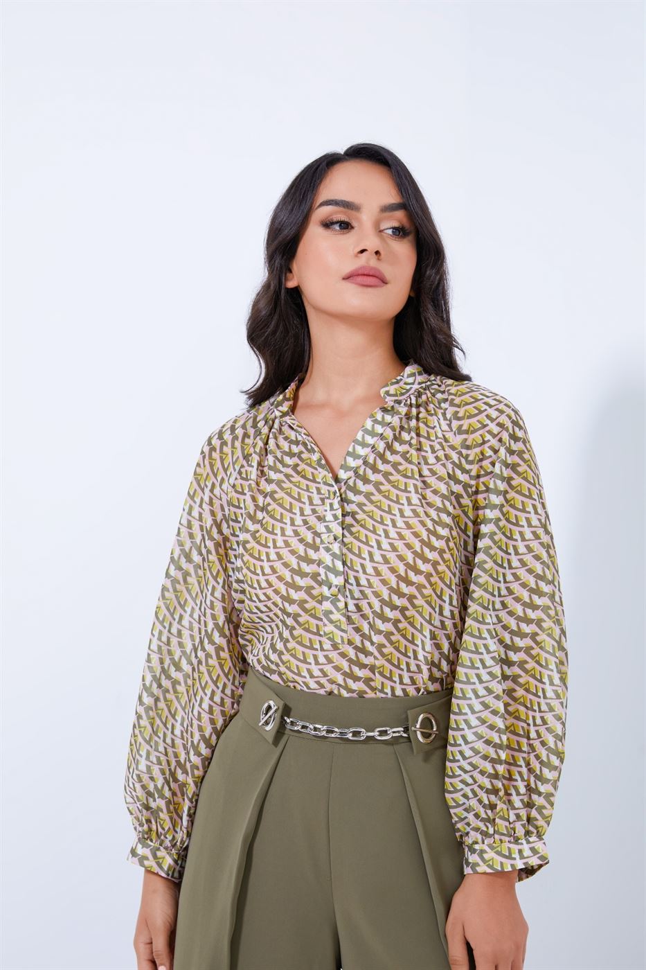 Printed Long Sleeve Blouse - Femi9 EG