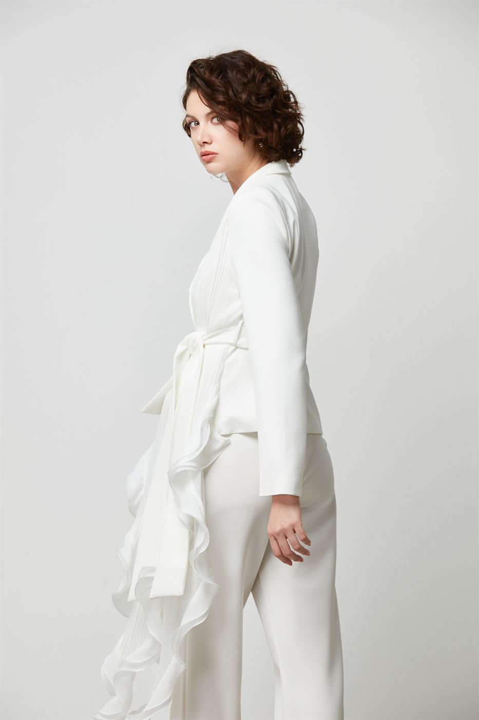 Pleated Chiffon Blazer - Femi9 EG