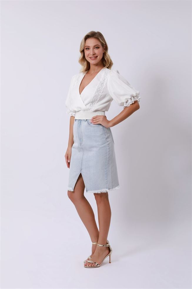 Balloon Sleeves Cropped Top - Femi9 EG