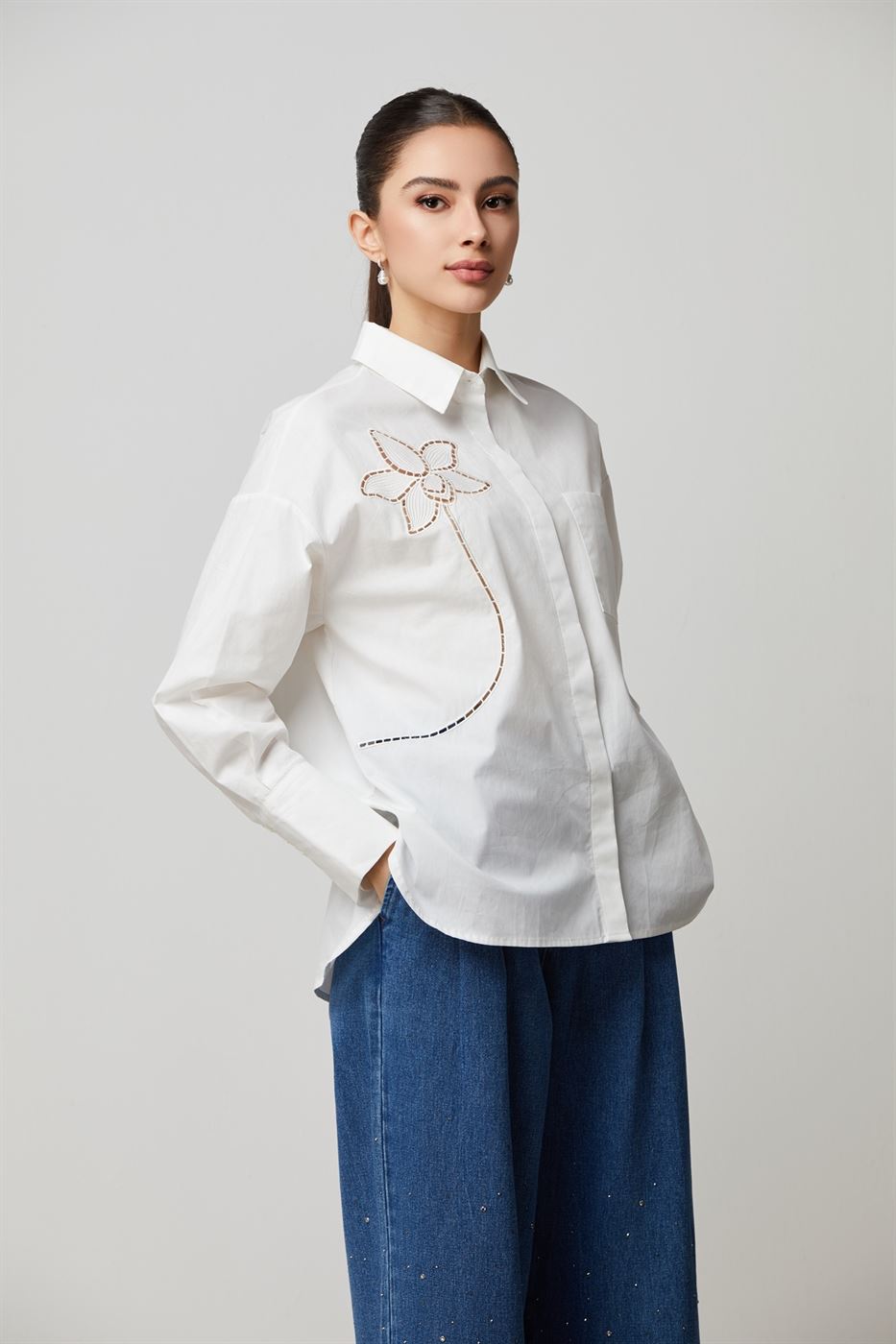 Flower Embroidery Shirt - Femi9 EG