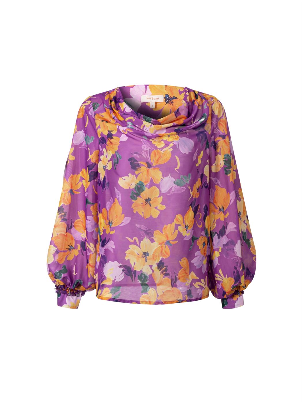 Cowl Neck Long Sleeve Blouse - Femi9 EG