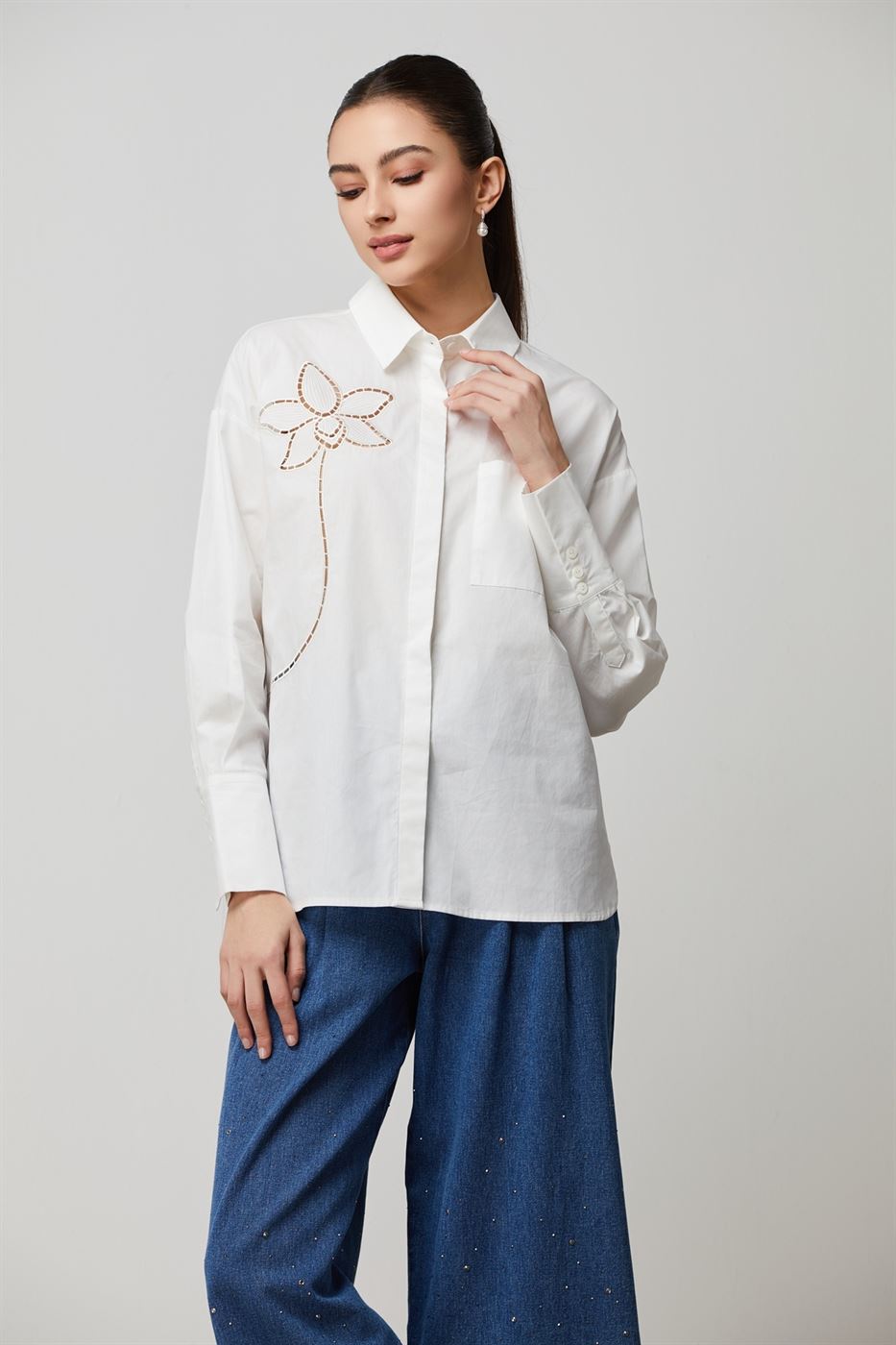 Flower Embroidery Shirt - Femi9 EG