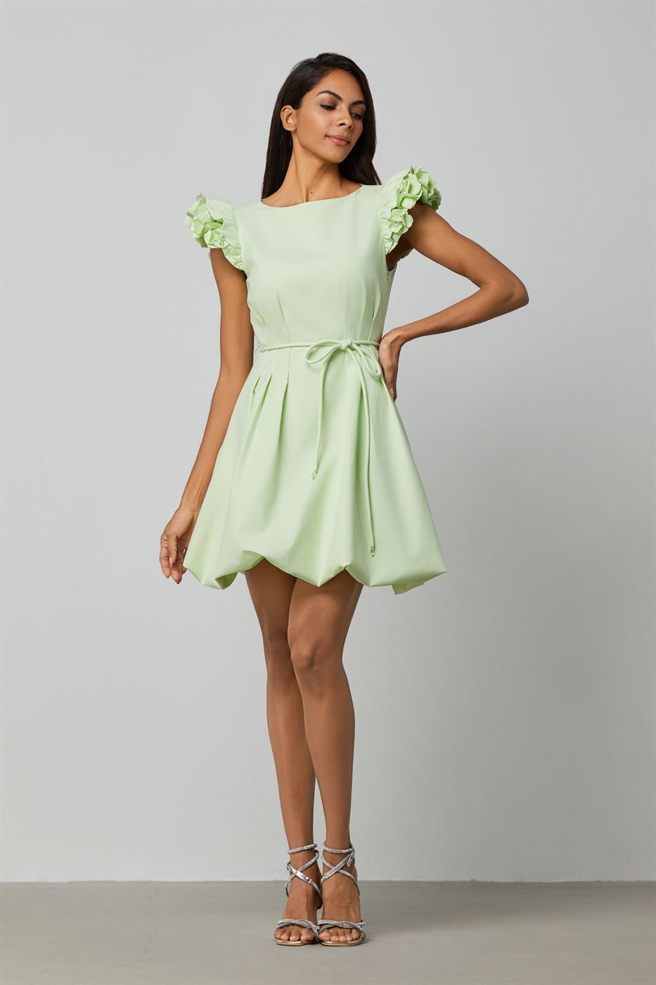 Green Flower Applique Dress - Femi9 EG