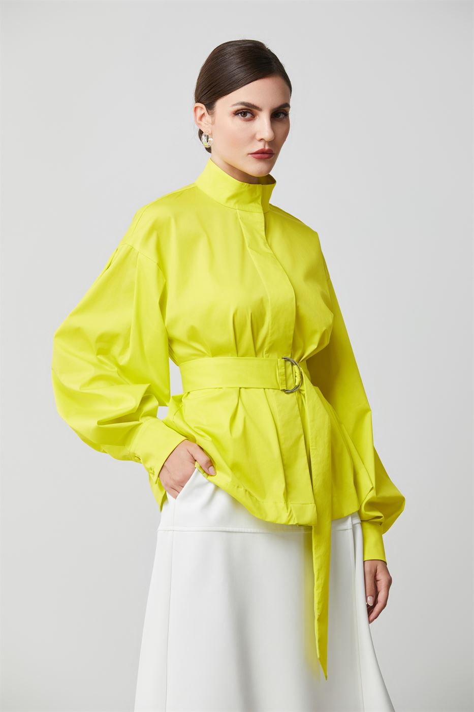 Long Sleeves Stand Collar Shirt - Femi9 EG