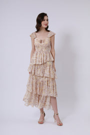 Printed Layered Ruffles Dress - Femi9 EG