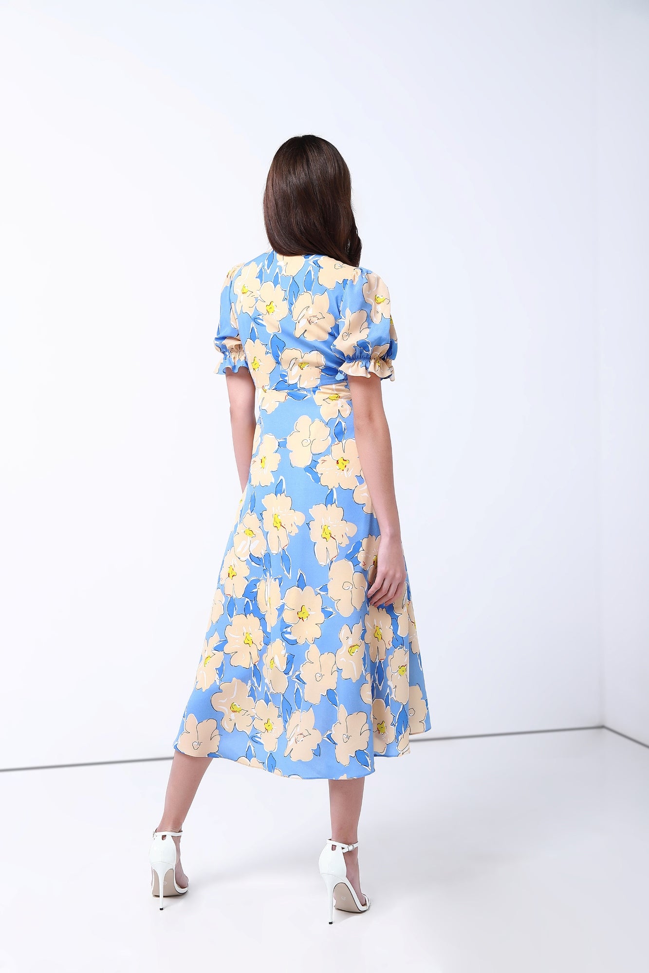 Floral Print V Neck Dress - Femi9 EG