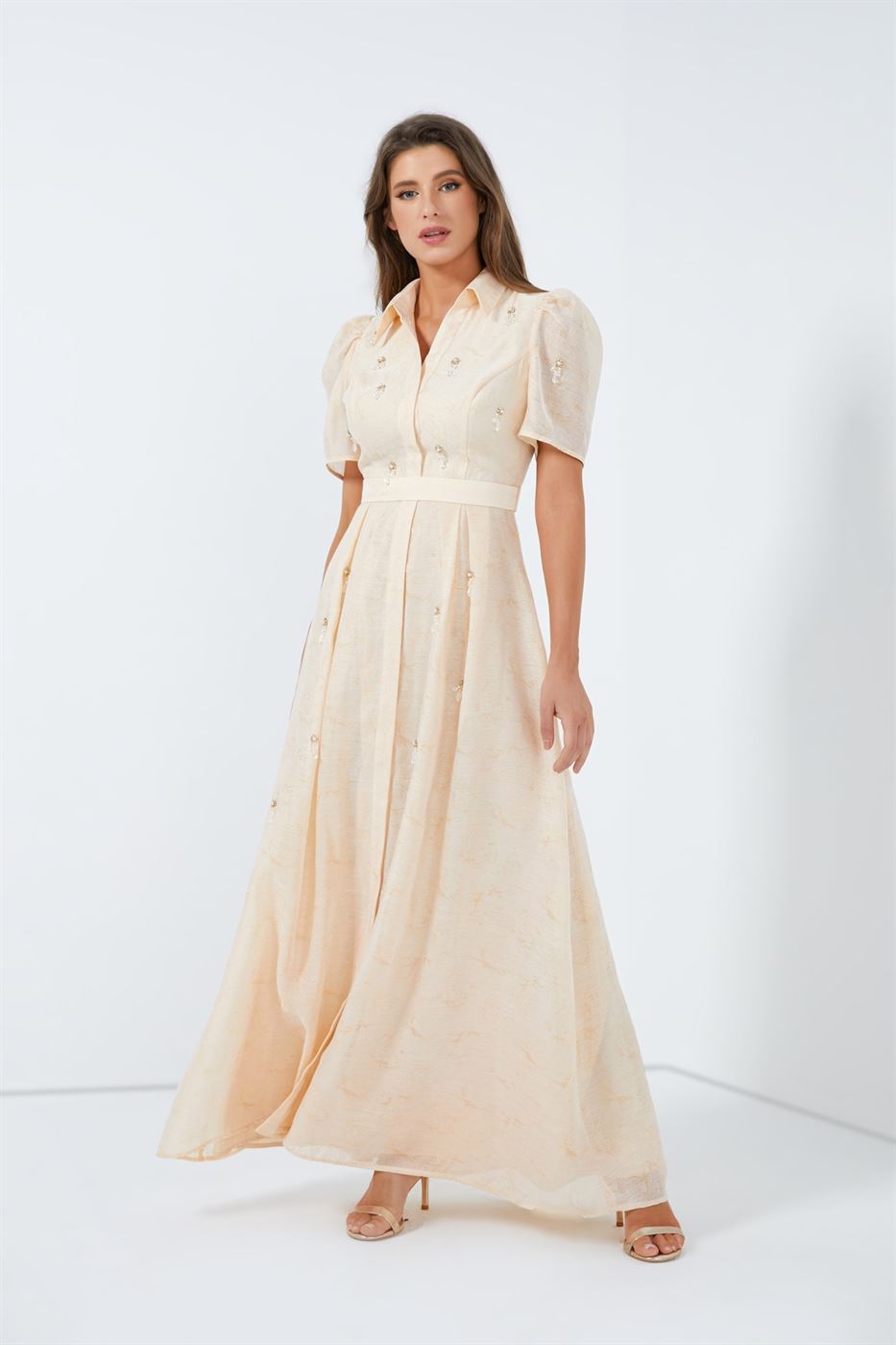Embellished Short Sleeves Dress - Femi9 EG