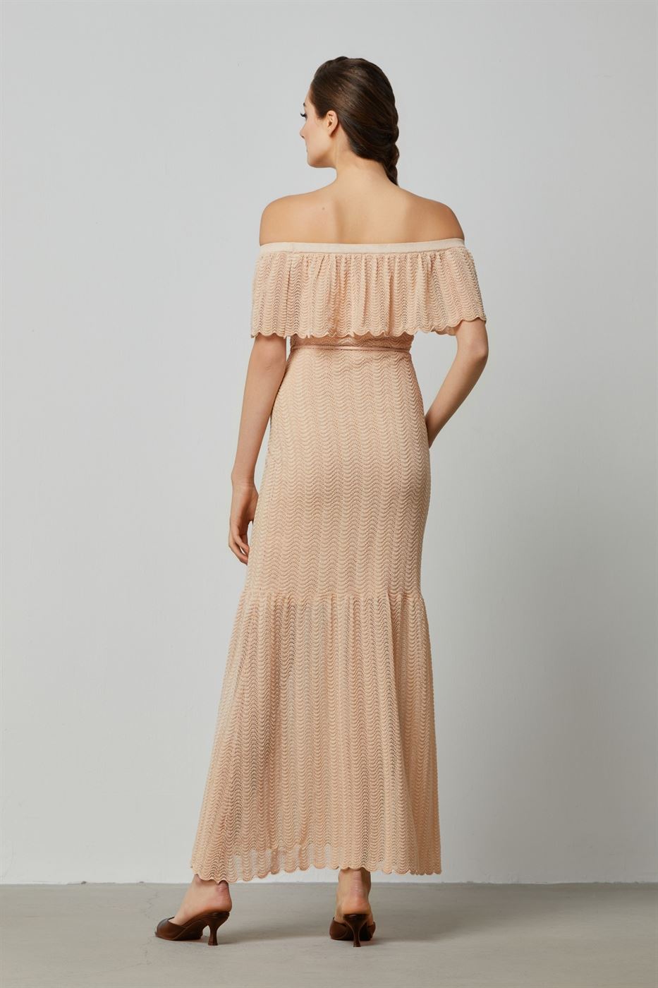 Off Shoulder Knitted Long Dress - Femi9 EG