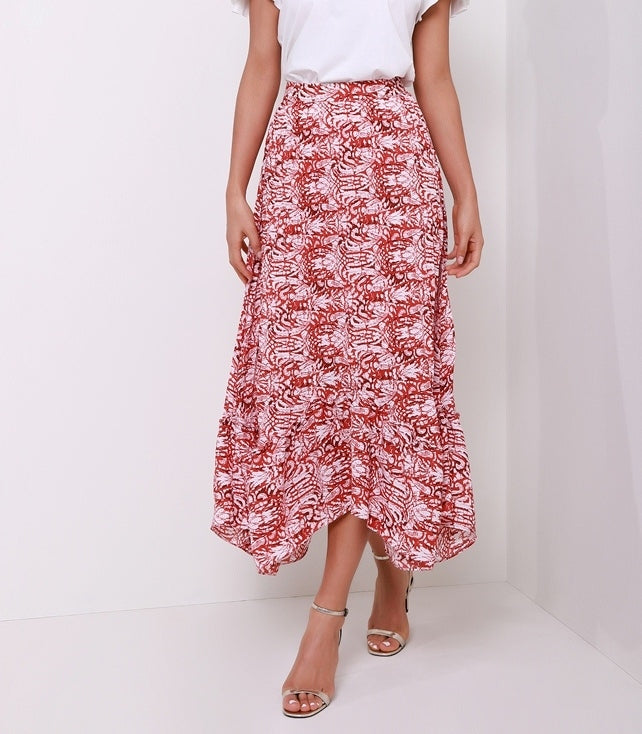 Printed Asymmetrical Skirt - Femi9 EG