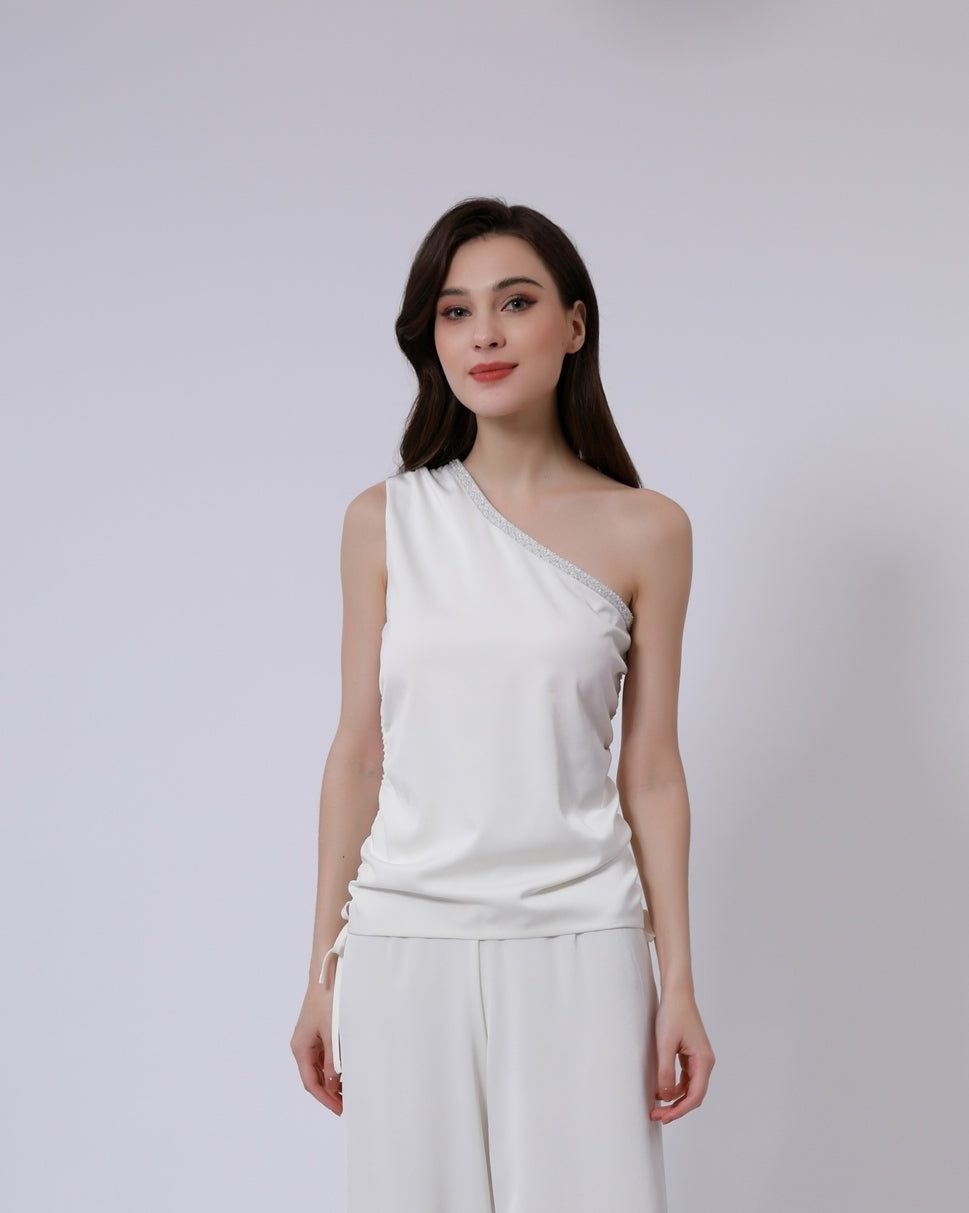 One Shoulder With Drawstrings Top - Femi9 EG