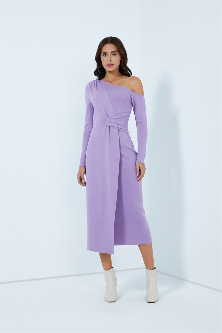Drapping Detail Knitted Dress - Femi9 EG
