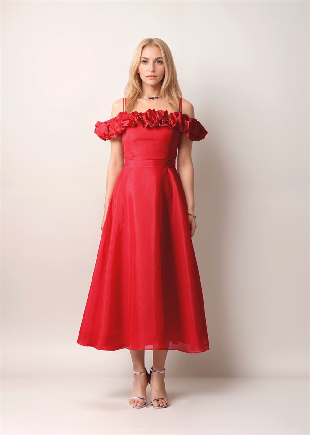 Red Off-Shoulder Dress - Femi9 EG