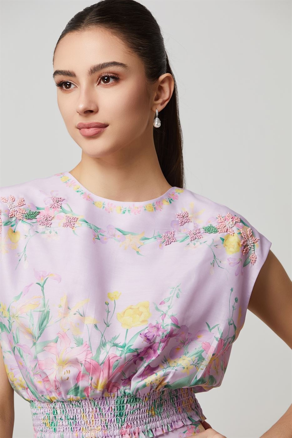 Loose Cut Smocking Hem Top - Femi9 EG