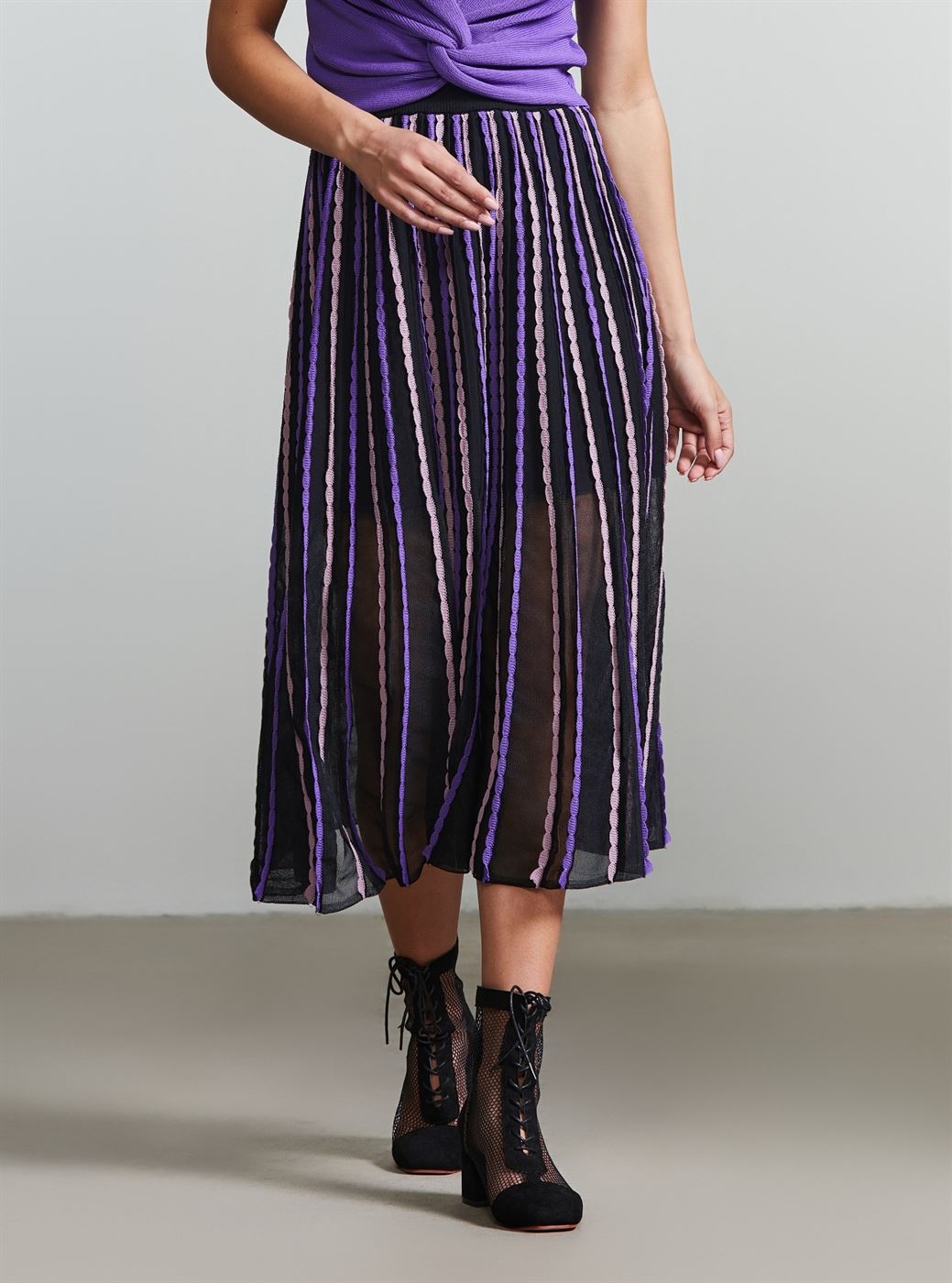 Striped Knit Skirt - Femi9 EG