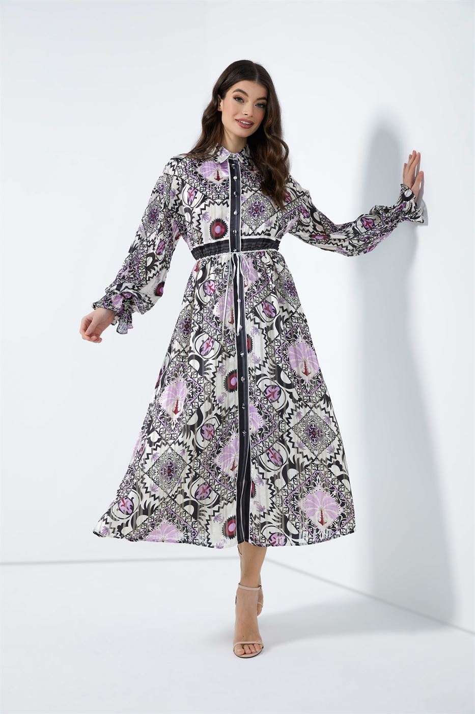 Printed Long Sleeve Dress - Femi9 EG