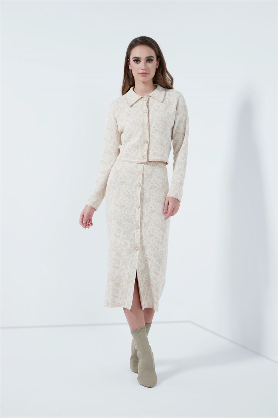 Jacquard Pencil Skirt - Femi9 EG