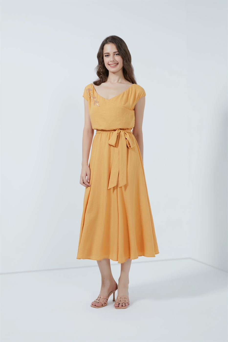 Embellished Open Neck Dress - Femi9 EG