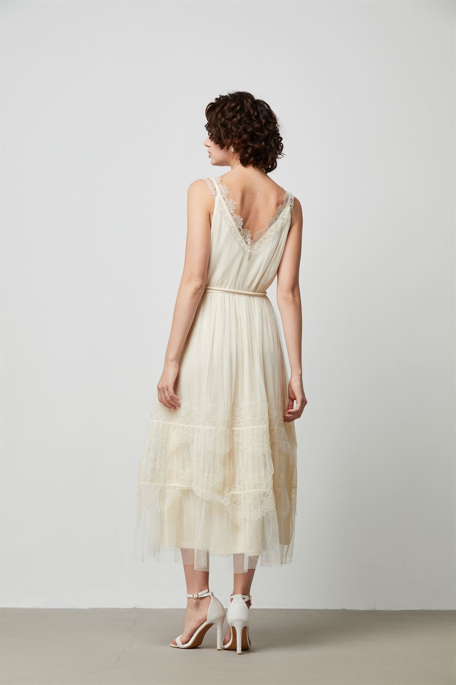 Crossover Front Lace Trimming Dress - Femi9 EG