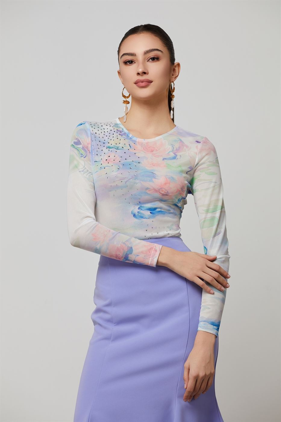 Mix Print Bodysuit Top - Femi9 EG