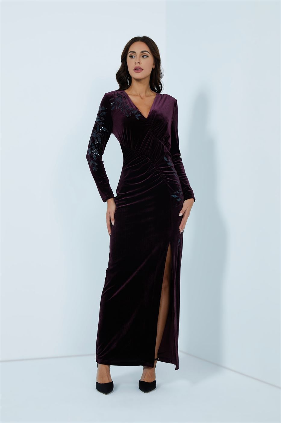 Ruched Velvet Dress - Femi9 EG