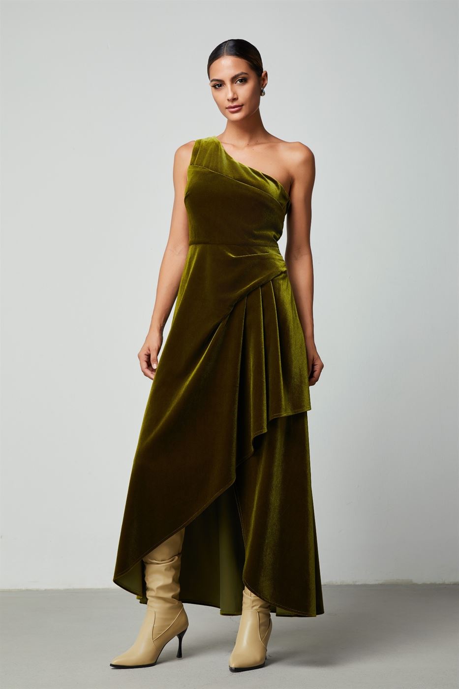 One Shoulder Drape Dress - Femi9 EG
