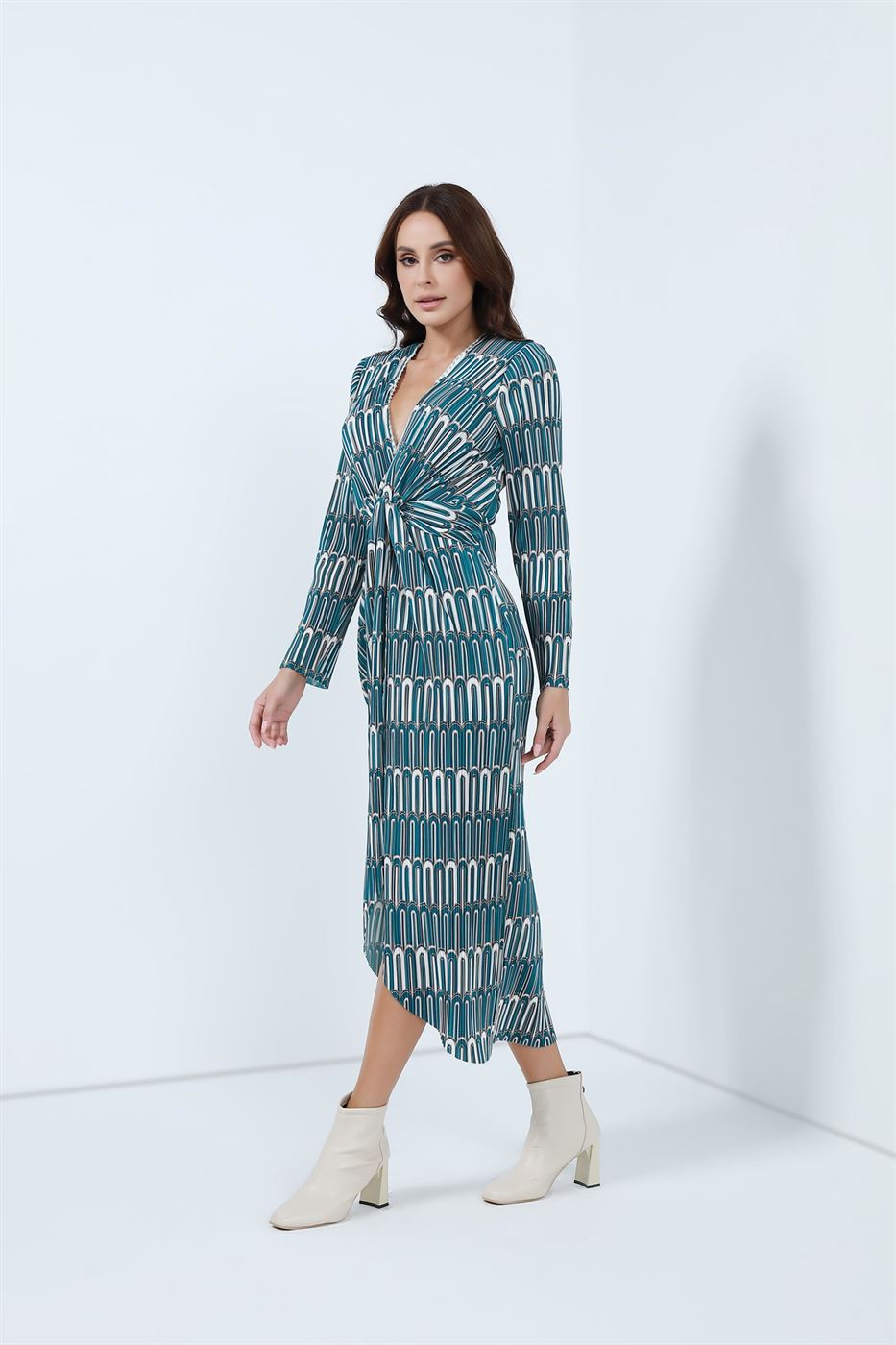 Pleated Printed Dress - Femi9 EG