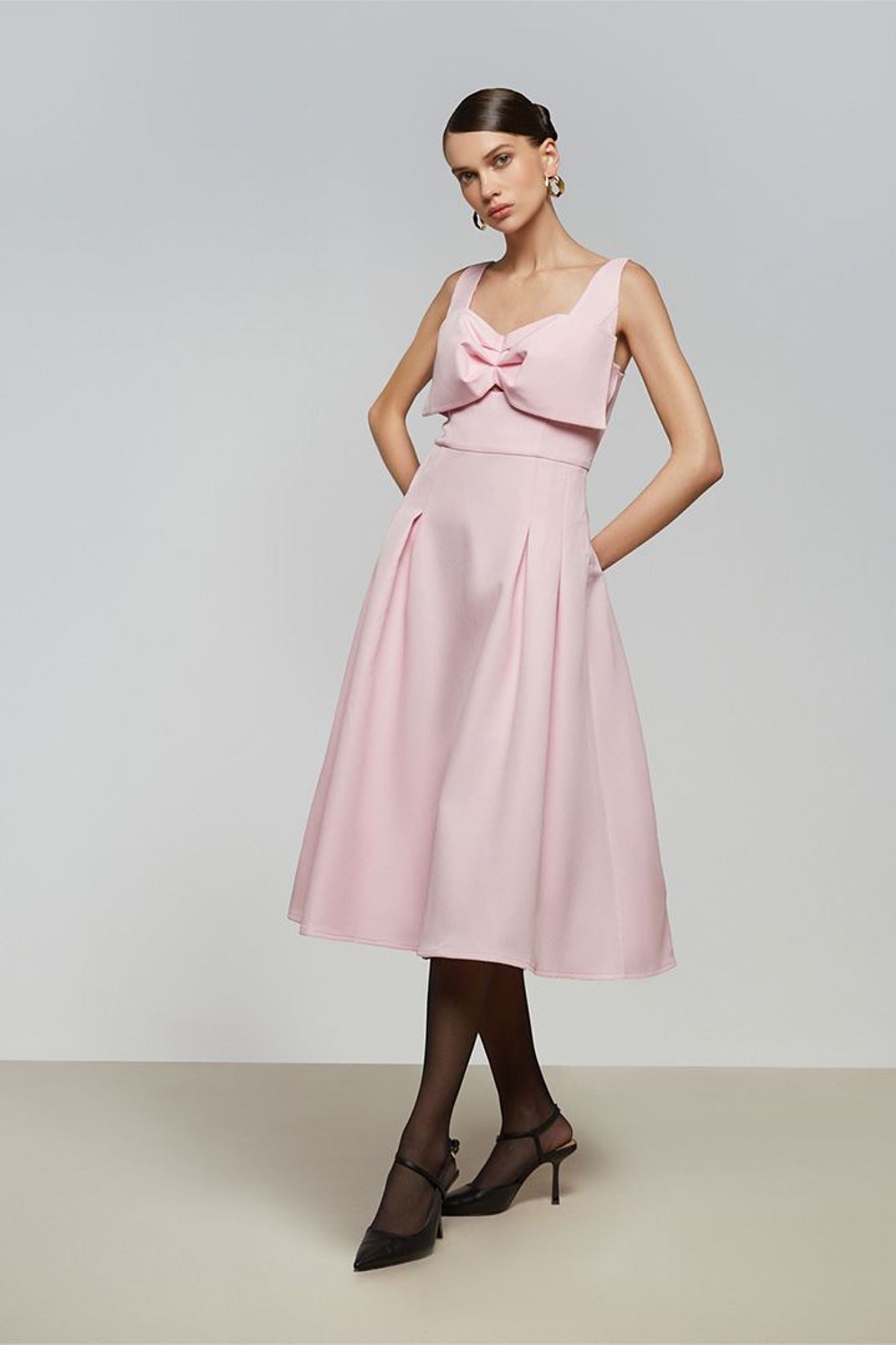 Blocking Bow Midi Dress - Femi9 EG