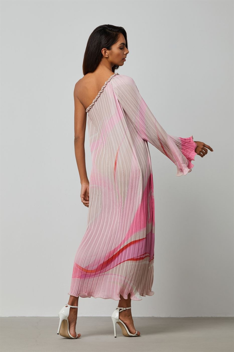 Pleated One-Shoulder Dress - Femi9 EG