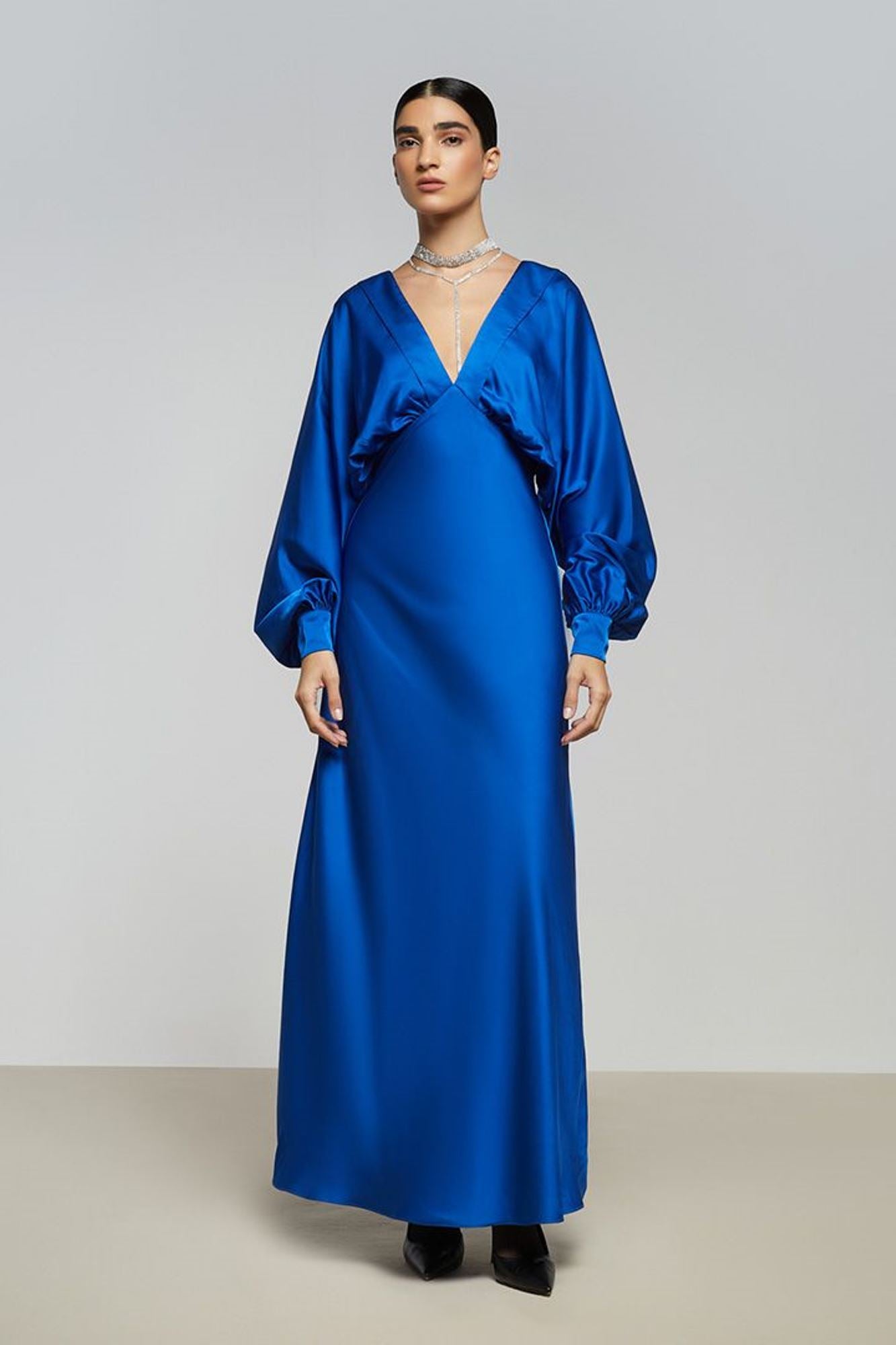 Bat Sleeve Satin Dress - Femi9 EG