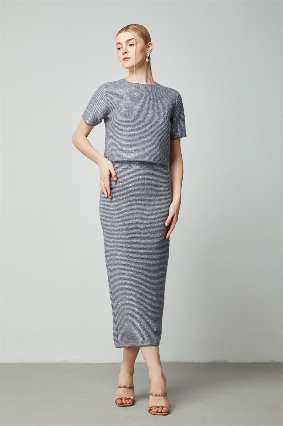 Silver Knit Skirt - Femi9 EG