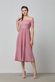 Off Shoulder Pleat Dress - Femi9 EG