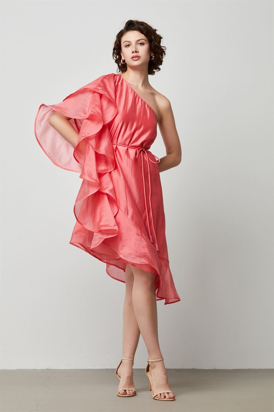 One Shoulder Ruffle Dress - Femi9 EG