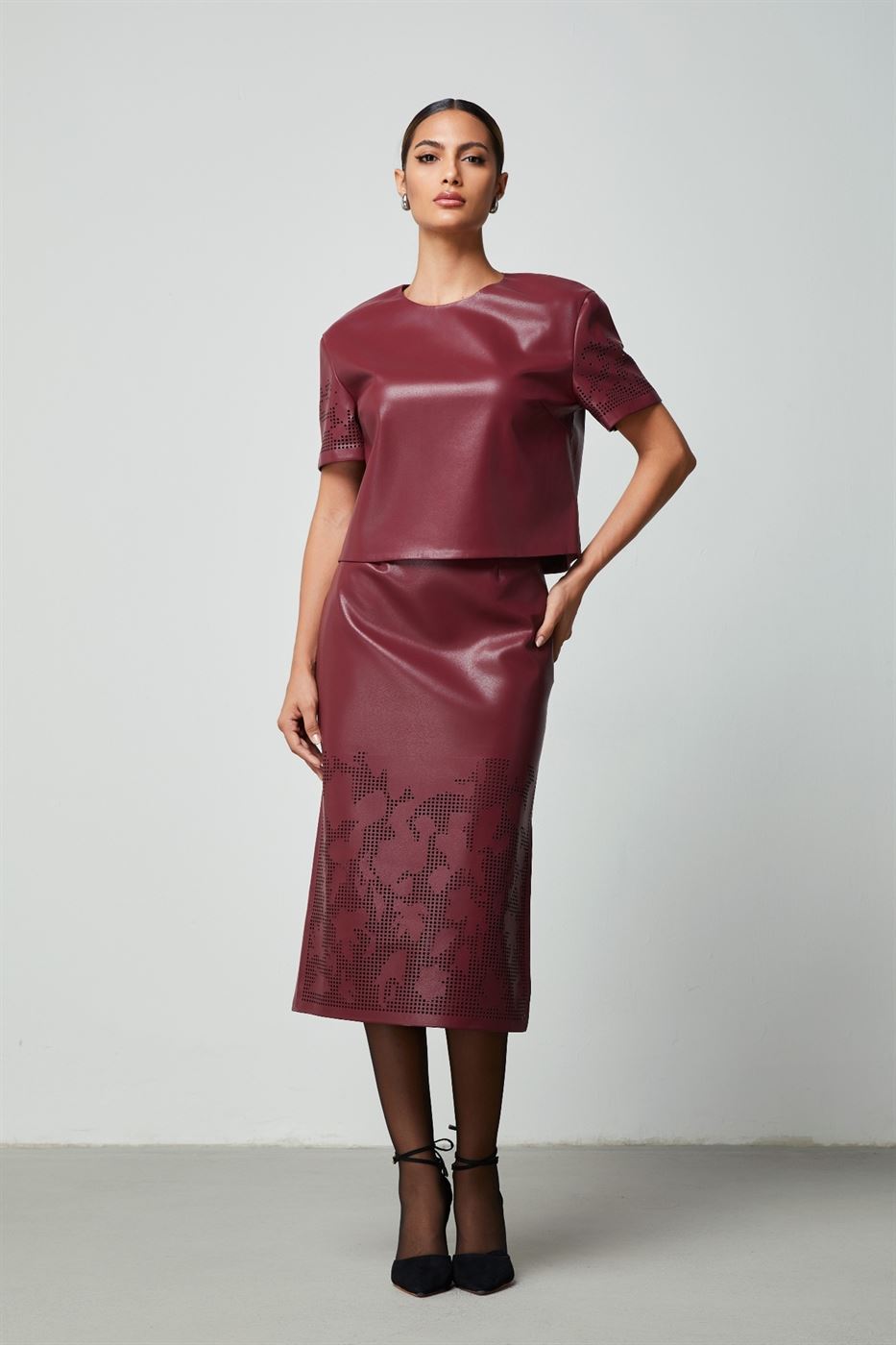 Laser Cuts Details Skirt - Femi9 EG