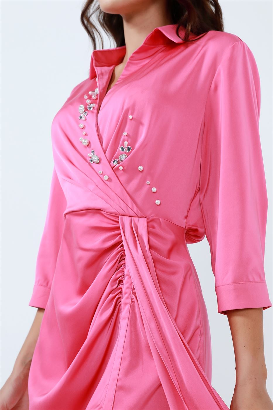 Embellished Satin Dress - Femi9 EG