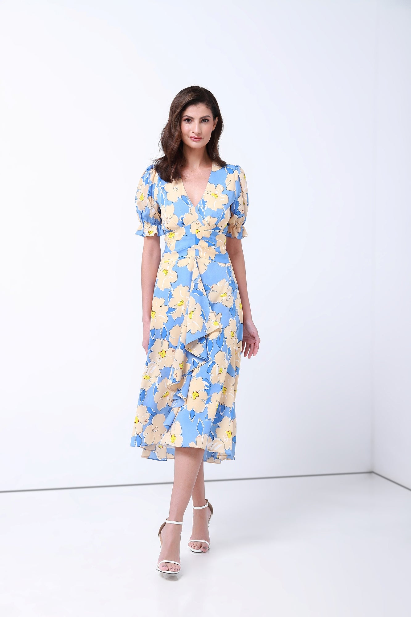 Floral Print V Neck Dress - Femi9 EG