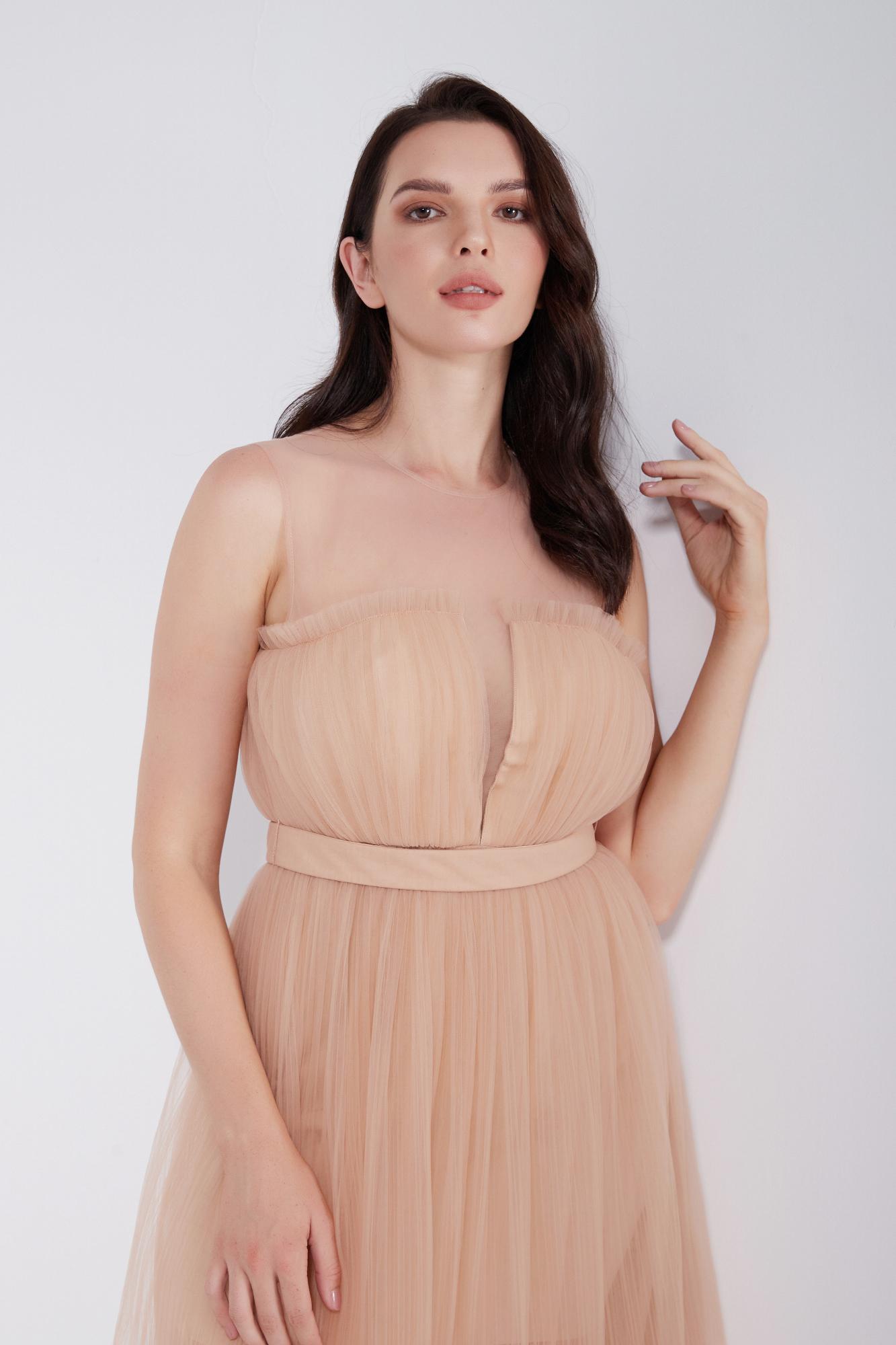 Skin Toned Tulle Dress - Femi9 EG