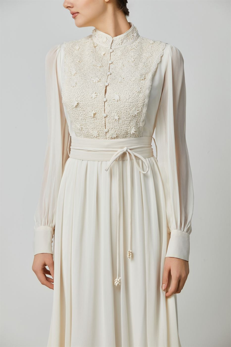 Crochet Chiffon Long Dress - Femi9 EG