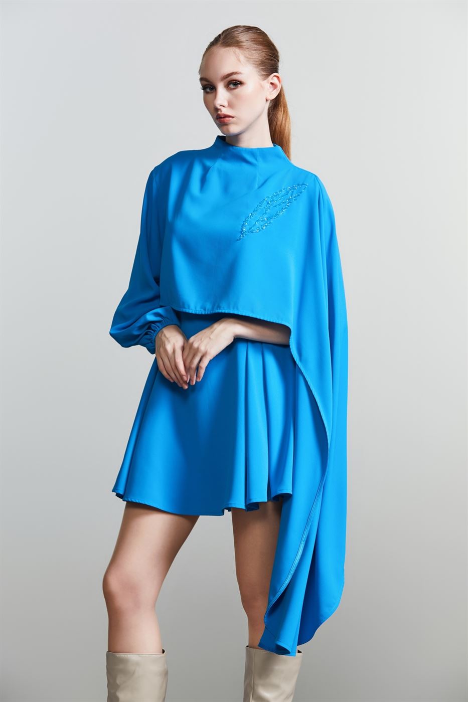 Cape Embellished Dress - Femi9 EG