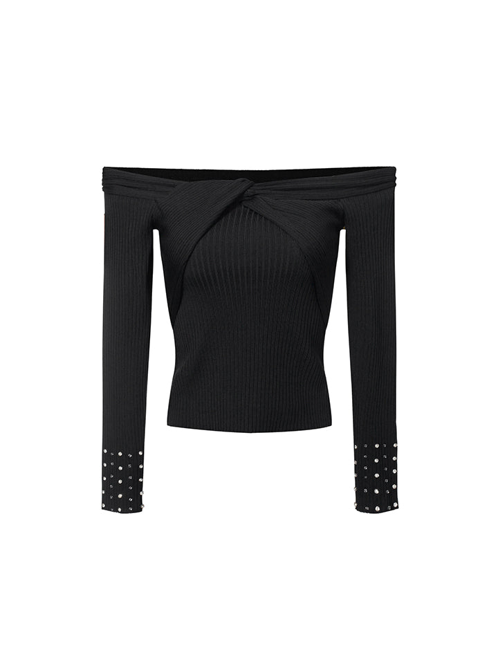 Off Shoulder Knitted Top - Femi9 EG