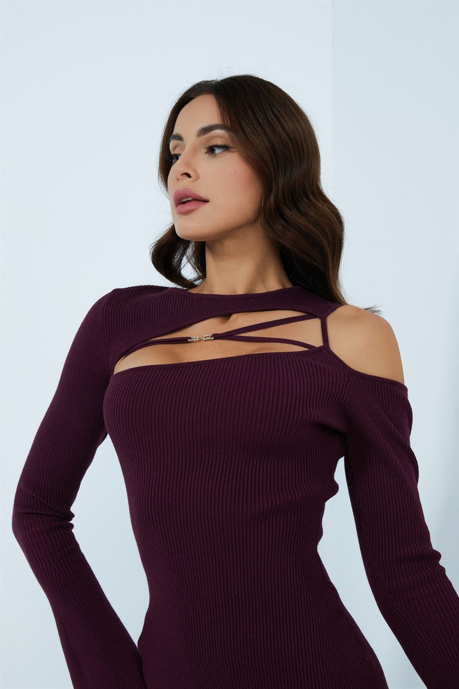 Cold Shoulder Knit Dress - Femi9 EG