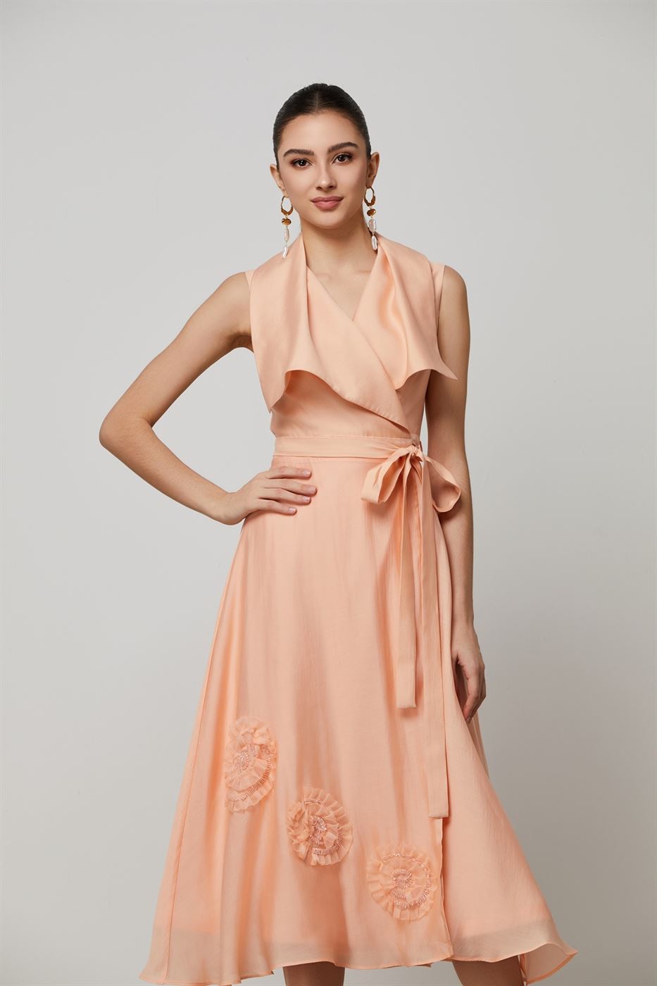 Peach Wrap Dress - Femi9 EG