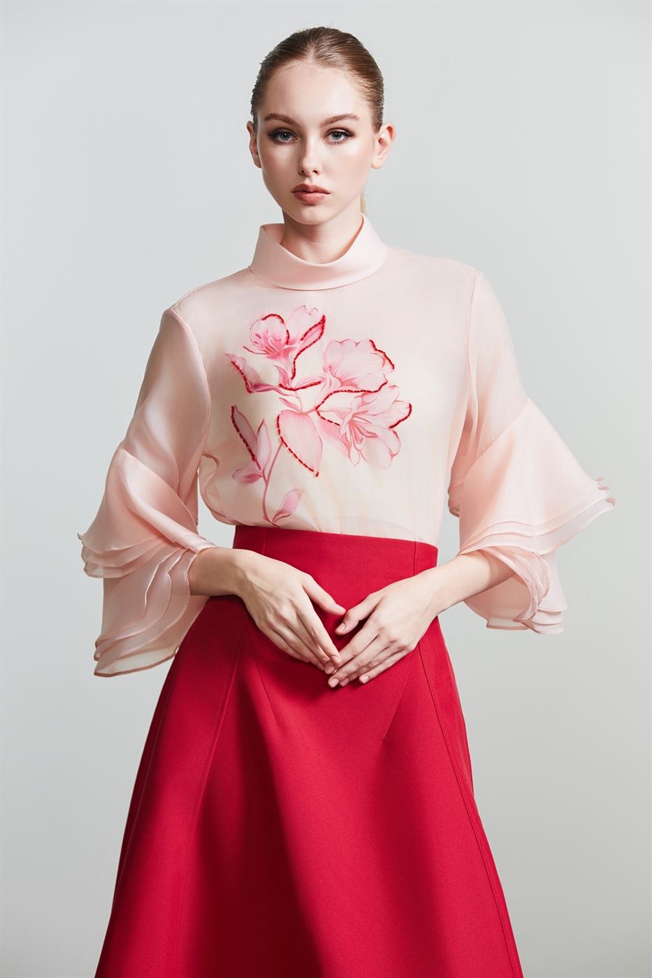 Floral Detail Ruffles Blouse - Femi9 EG