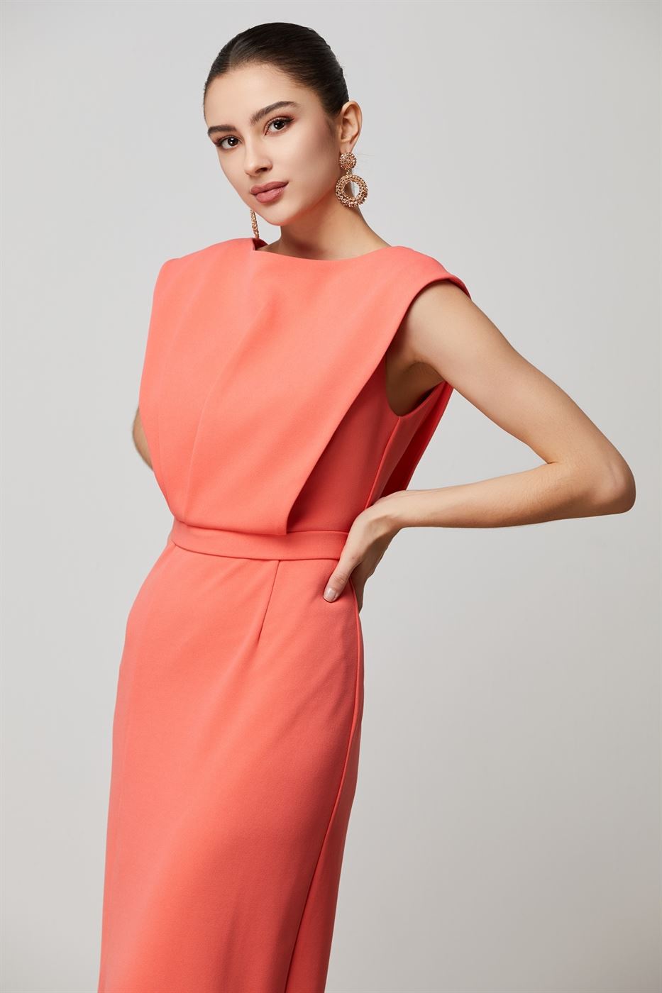 Coral Statement Shoulder Dress - Femi9 EG