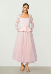 Lace & Mesh Midi Dress