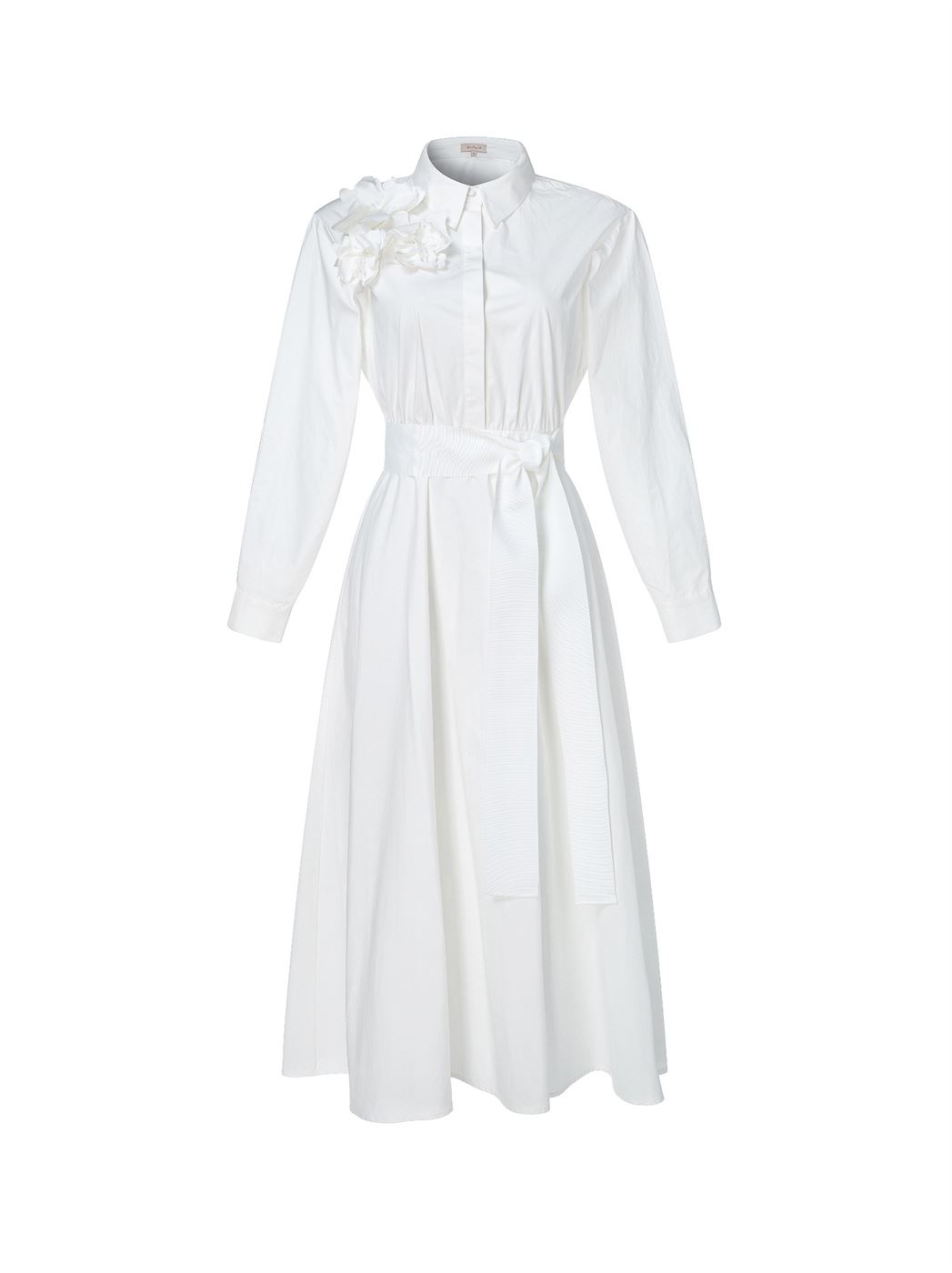 Flower Applique Shirt Dress - Femi9 EG