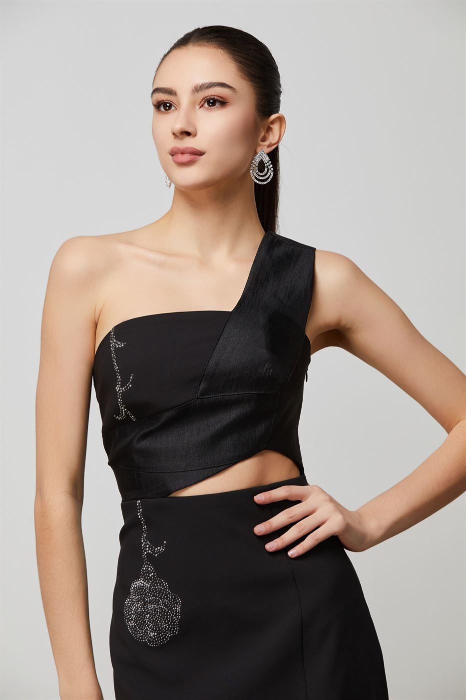 Cutouts Details Black Dress - Femi9 EG